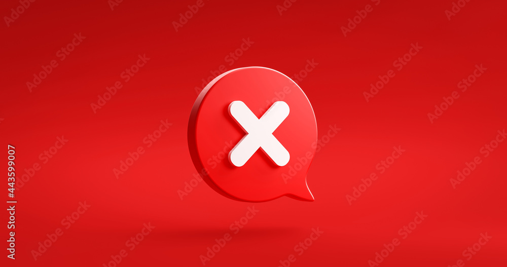Poster red cross check mark icon button and no or wrong symbol on reject cancel sign button negative checkl