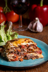 portion of lasagna on a plate