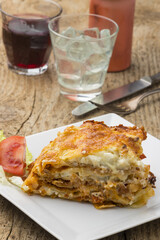 lasagna on a white plate
