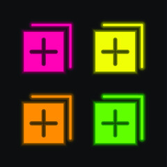 Add four color glowing neon vector icon