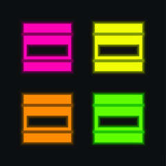 Accordion Menu four color glowing neon vector icon