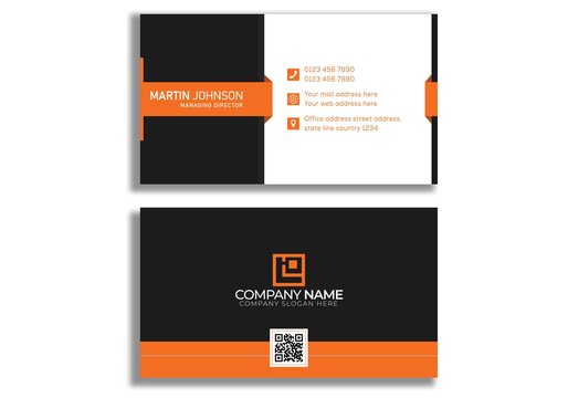 Double-sided creative business card template. Portrait and landscape orientation. Horizontal and vertical layout. Brown and black color 3d shape icon unique modern theme. Vector illustration
