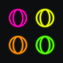 Baby Ball Toy four color glowing neon vector icon