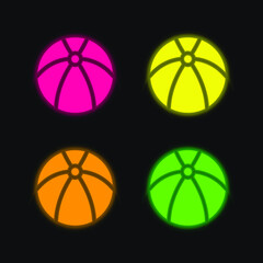 Ball four color glowing neon vector icon