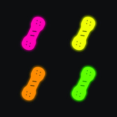 Bandage four color glowing neon vector icon