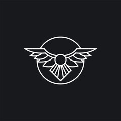 Eagle rising Wings Logo design vector template Circle shape.