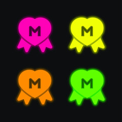 Award four color glowing neon vector icon