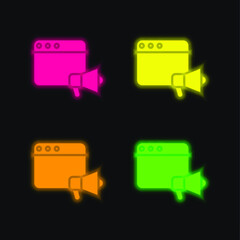 Announcer four color glowing neon vector icon