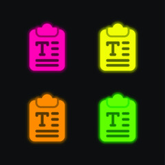 Article four color glowing neon vector icon