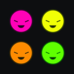 Fototapeta premium Beat four color glowing neon vector icon