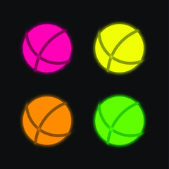 Ball four color glowing neon vector icon
