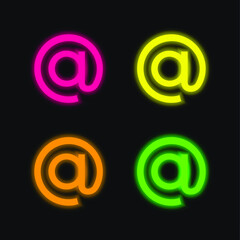 At four color glowing neon vector icon