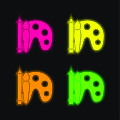 Art four color glowing neon vector icon