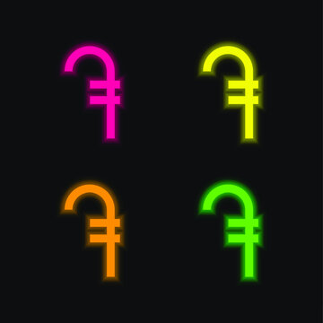 Armanian Dram four color glowing neon vector icon