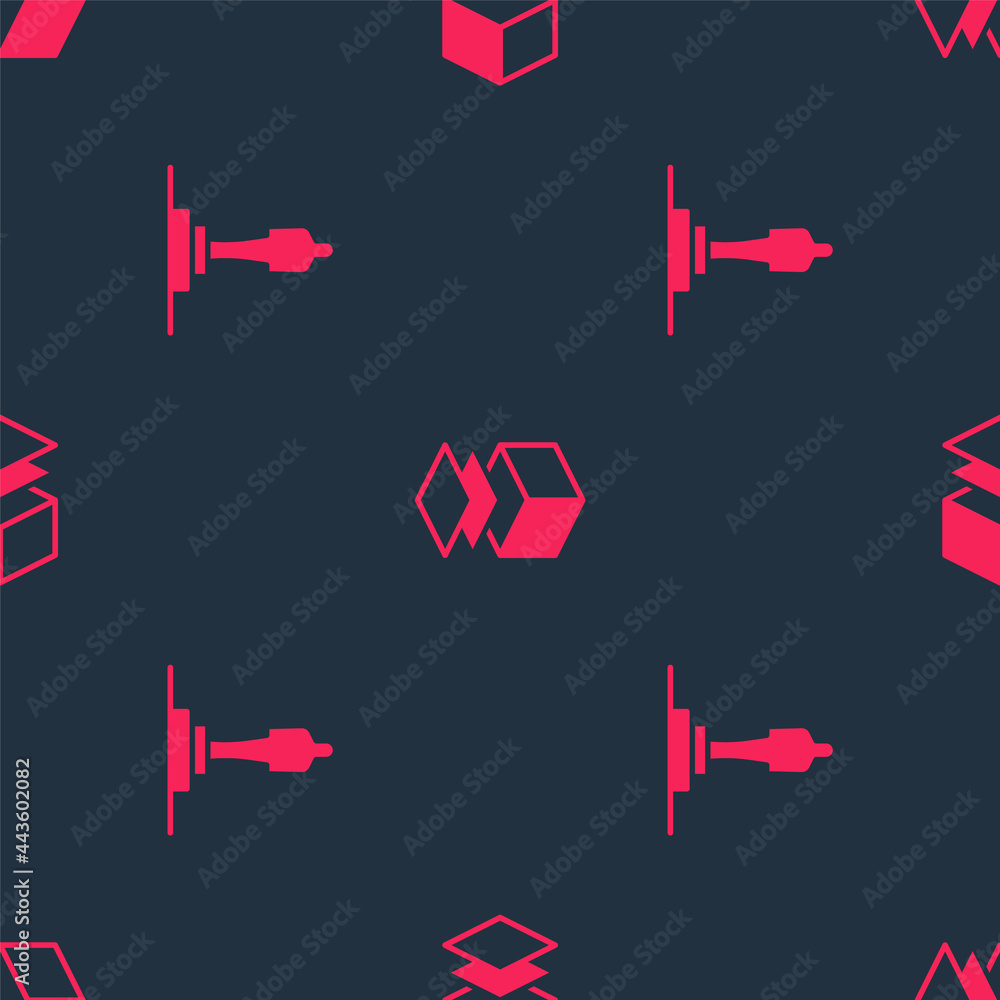 Poster set 3d printer model and layers on seamless pattern. vector