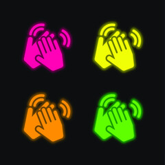 Applause four color glowing neon vector icon