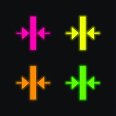 Obraz premium Align four color glowing neon vector icon