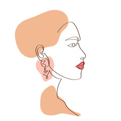 Vector portrait of woman. One line style