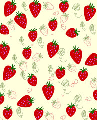 Red strawberry sketch,drawing, wallpaper background vector illustration.