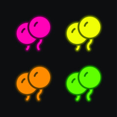 Balloon four color glowing neon vector icon