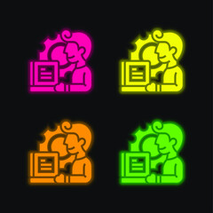 Application four color glowing neon vector icon
