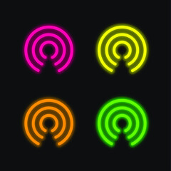 Airdrop four color glowing neon vector icon