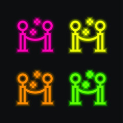 Barrier four color glowing neon vector icon