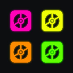 Apple four color glowing neon vector icon