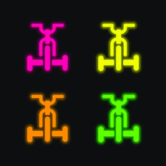 Obraz premium Bicycle four color glowing neon vector icon