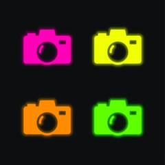 Big Camera four color glowing neon vector icon