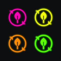 Bio four color glowing neon vector icon