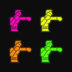 Boxing four color glowing neon vector icon