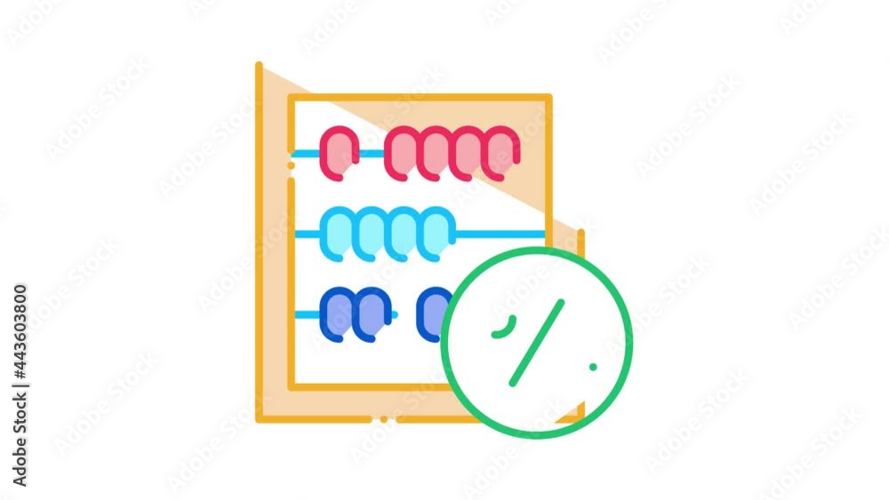 Poster abacus count tool icon animation. color abacus count tool animated icon on white background
