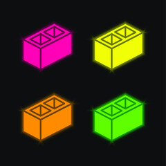 Block four color glowing neon vector icon