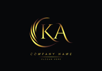 alphabet letters KA monogram logo, gold color elegant classical - obrazy, fototapety, plakaty