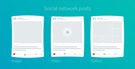 Social network post layout in cartoon style