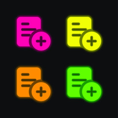 Add four color glowing neon vector icon