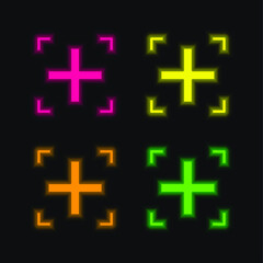 Add four color glowing neon vector icon