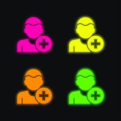 Add four color glowing neon vector icon