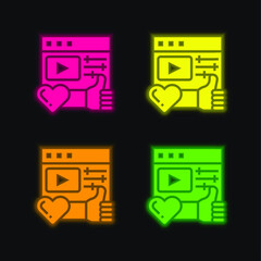 Appreciation four color glowing neon vector icon