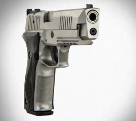 the image of a gun on a light background. front view of the weapon.