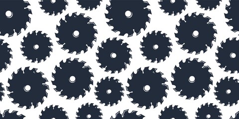 Saw or sawing machine. Silhouette of wood saws for carpentry workshop. Seamless pattern