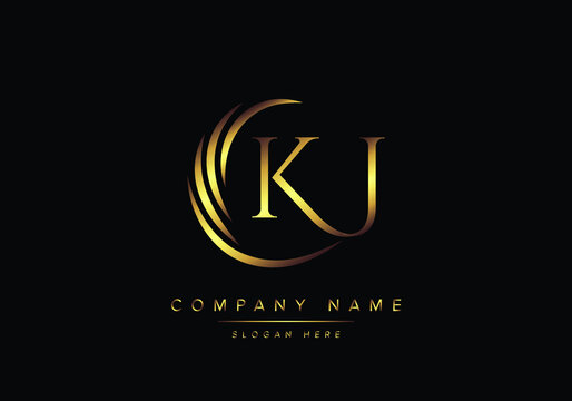 alphabet letters KJ monogram logo, gold color elegant classical
