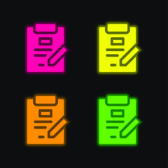 Agreement four color glowing neon vector icon