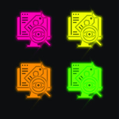 Audit four color glowing neon vector icon