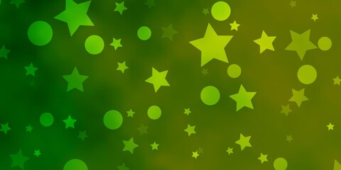 Light Green vector template with circles, stars.