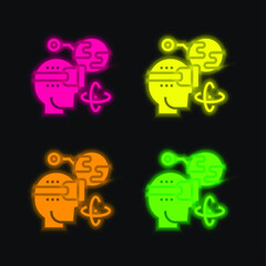 Augmented Reality four color glowing neon vector icon