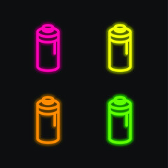 Battery four color glowing neon vector icon