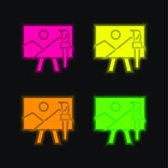 Art four color glowing neon vector icon