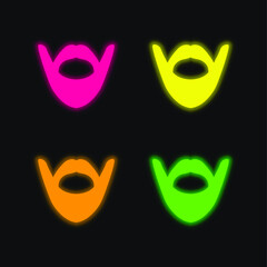 Beard four color glowing neon vector icon